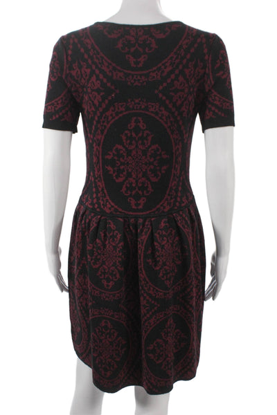 Romeo & Juliet Womens Sweater Dress Black Geometric Rayon Size M