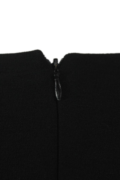 Saks Fifth Avenue Women Sheath Dress Black V Neck Half Sleeve Polyester Size 6