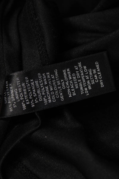Saks Fifth Avenue Women Sheath Dress Black V Neck Half Sleeve Polyester Size 6
