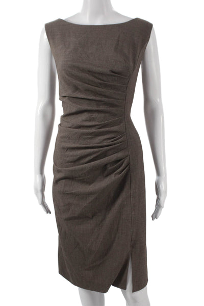 Calvin Klein Women Sheath Dress Brown Sleeveless Boat Neck Knee Length Size 8