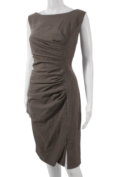 Calvin Klein Women Sheath Dress Brown Sleeveless Boat Neck Knee Length Size 8