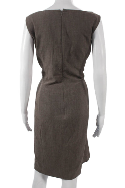 Calvin Klein Women Sheath Dress Brown Sleeveless Boat Neck Knee Length Size 8