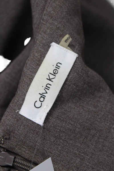 Calvin Klein Women Sheath Dress Brown Sleeveless Boat Neck Knee Length Size 8