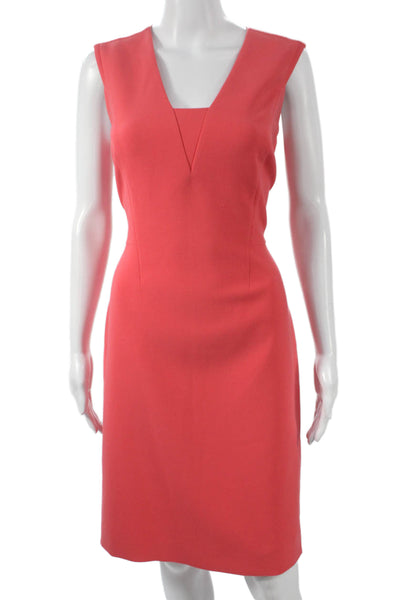Boss Hugo Boss Womens Sheath Dress Red V-Neck Knee Length Size 6