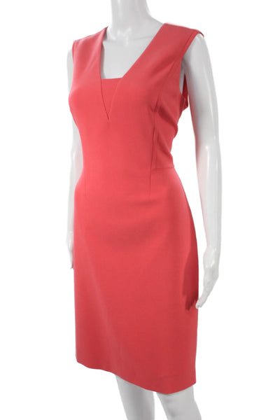 Boss Hugo Boss Womens Sheath Dress Red V-Neck Knee Length Size 6