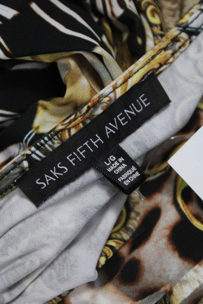 Saks Fifth Avenue Women Sheath Dress Animal Print Multicolor Long Sleeve Size L