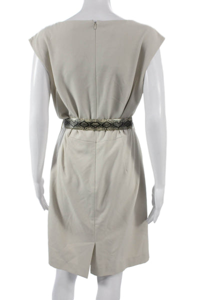 Calvin Klein Women Sheath Dress Beige Boat Neck Polyester Size 14