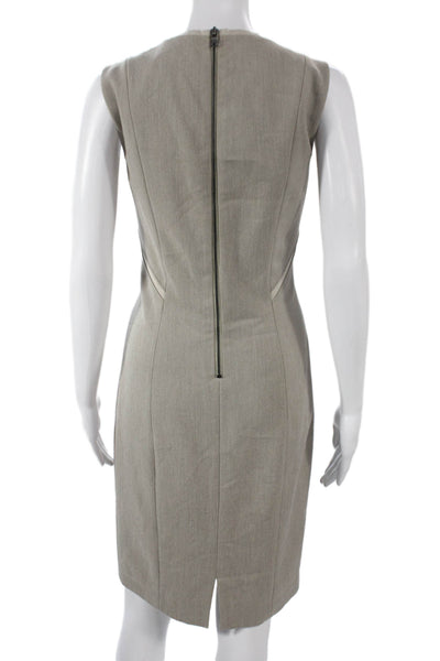 T Tahari Women Sheath Dress Beige V-Neck Sleeveless Knee Length Zip Size 6