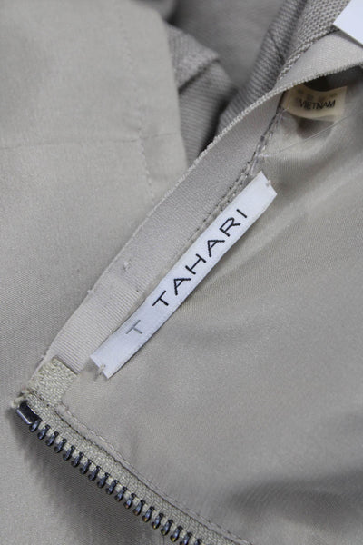 T Tahari Women Sheath Dress Beige V-Neck Sleeveless Knee Length Zip Size 6