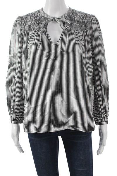 Derek Lam 10 Crosby Women Black Cotton V-Neck Long Sleeve Basic Blouse Size 2