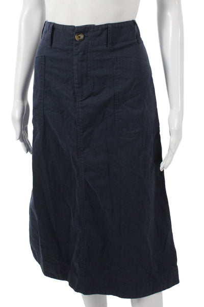 Ciao Lucia Womens A-Line Midi Skirt Blue Cotton Blend Button Size 10