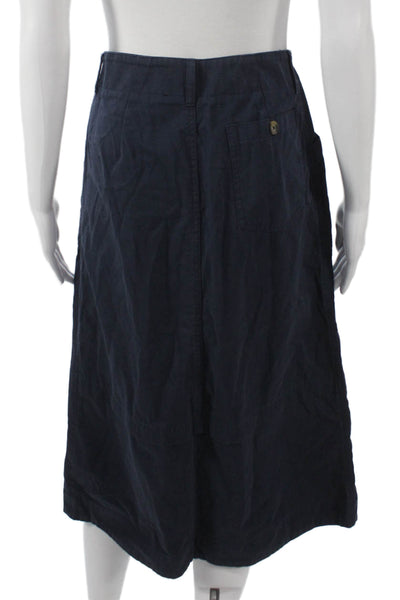 Ciao Lucia Womens A-Line Midi Skirt Blue Cotton Blend Button Size 10