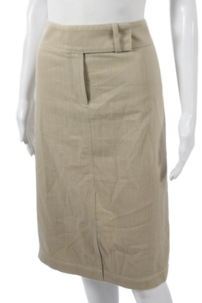 Akris Punto Women Straight Pencil Skirt Beige Cotton Button Size 10