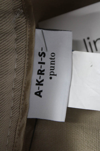 Akris Punto Women Straight Pencil Skirt Beige Cotton Button Size 10