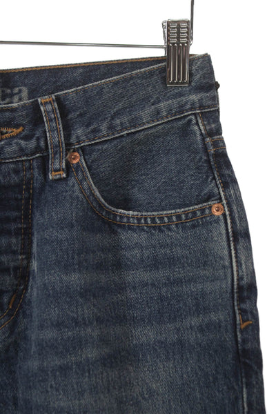 Etica Women Straight Jeans Blue Low Rise 100% Cotton Button Size 26