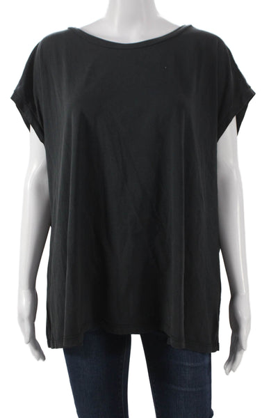 Labo.Art Womens Basic T-Shirt Black Scoop Neck Sleeveless 98% Cotton Size 3