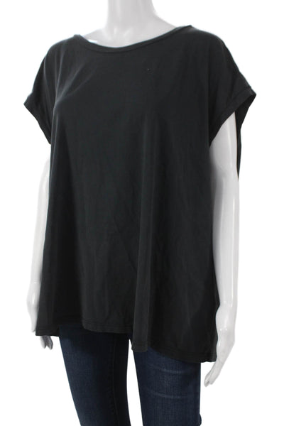Labo.Art Womens Basic T-Shirt Black Scoop Neck Sleeveless 98% Cotton Size 3