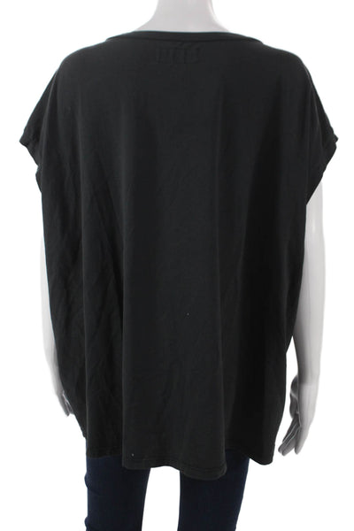 Labo.Art Womens Basic T-Shirt Black Scoop Neck Sleeveless 98% Cotton Size 3