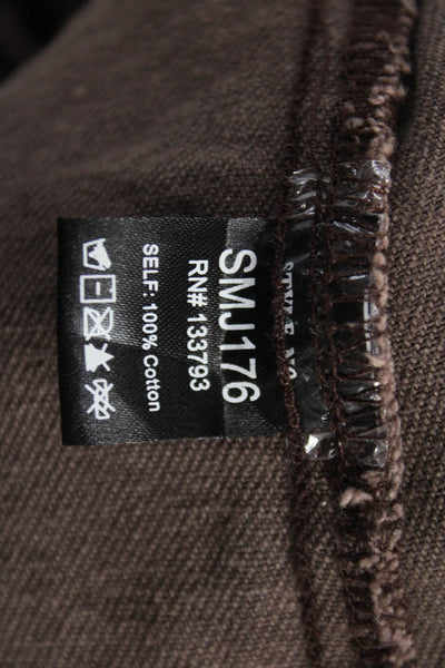 Pol Womens Basic Brown Cotton Button Long Sleeve Jacket Size L