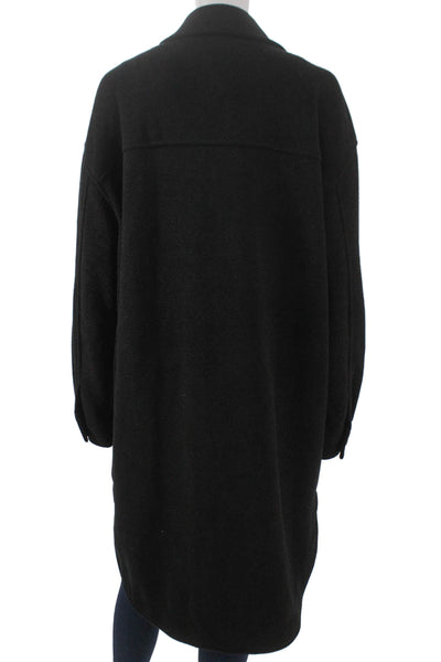 Z Supply Women Overcoat Black Collared Button Long Sleeve Size L