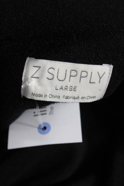Z Supply Women Overcoat Black Collared Button Long Sleeve Size L