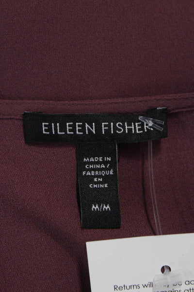 Eileen Fisher Women Purple Silk V-Neck Sleeveless Tunic Pullover Solid Size M