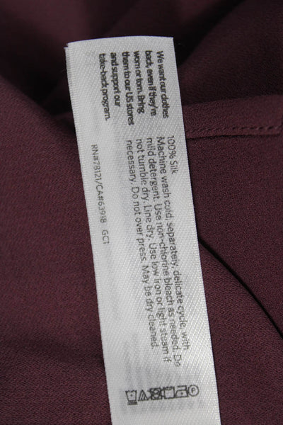 Eileen Fisher Womens Silk Collared Long Sleeve Button-Up Purple Size M