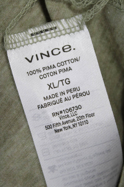 Vince Mens Green V-Neck Pima Cotton T-Shirt Size XL