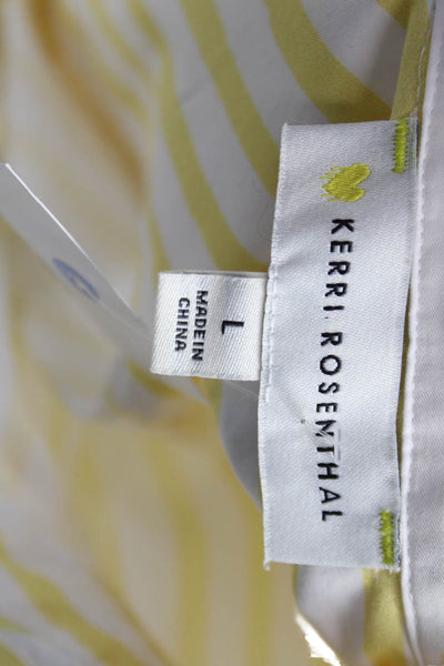 Kerri Rosenthal Women Striped Cotton Button Up Tunic Long Sleeve Yellow Size L