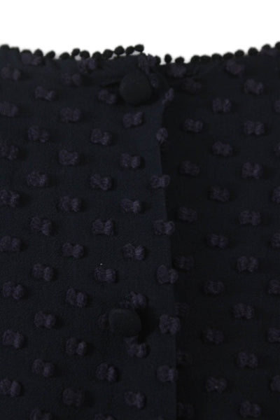 J Crew Women Blue Polka Dot Round Neck Long Sleeve Polyester Blouse Size 6P
