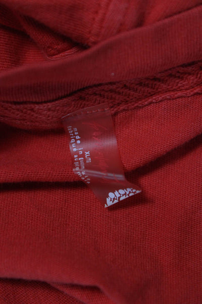 FP Movement Womens Cropped Red Cotton Long Sleeve T-Shirt Crew Neck Size XS