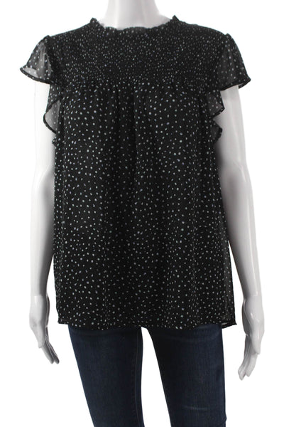 Laundry by Shelli Segal Womens Black Polka Dot Short Sleeve Blouse Size XL