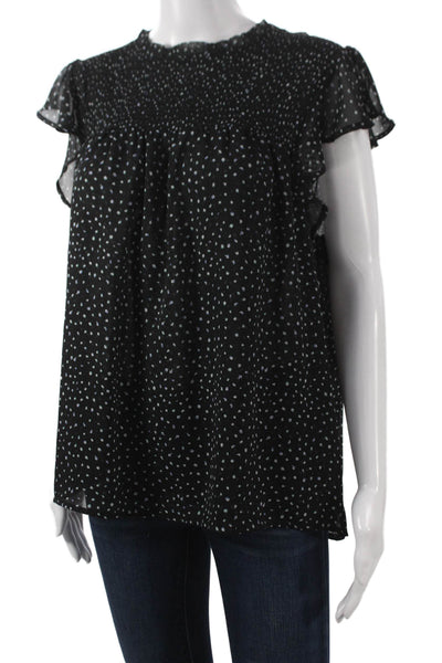 Laundry by Shelli Segal Womens Black Polka Dot Short Sleeve Blouse Size XL