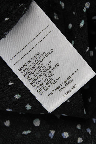Laundry by Shelli Segal Womens Black Polka Dot Short Sleeve Blouse Size XL