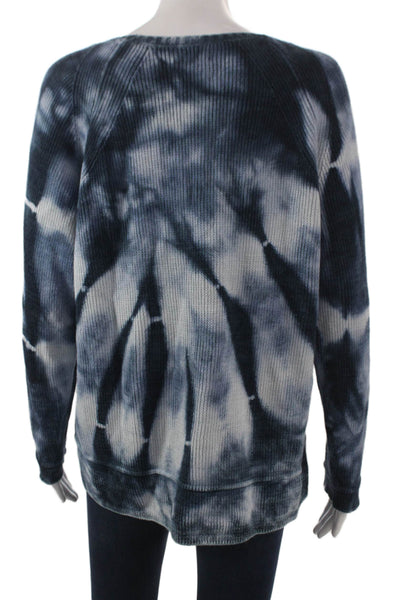 NIC+ZOE Women Pullover Sweater Blue Tie-Dye Cotton Long Sleeve Size L