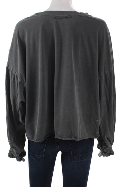 FP Movement Womens Basic Gray Cotton Crew Neck Long Sleeve T-Shirt Size XL
