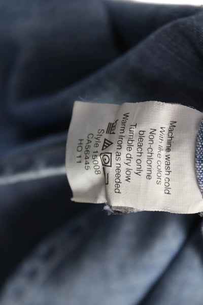 J Crew Women Collared Cotton Button-Up Shirt Blue Long Sleeve Size XS