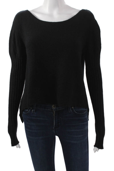 Portolano Womens Pullover Sweater Black Boat Neck Long Sleeve Polyester Size M