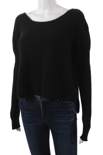 Portolano Womens Pullover Sweater Black Boat Neck Long Sleeve Polyester Size M