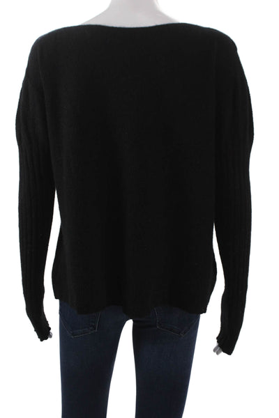 Portolano Womens Pullover Sweater Black Boat Neck Long Sleeve Polyester Size M