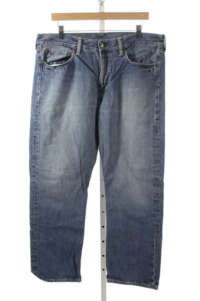 Polo Ralph Lauren Mens Straight Jeans Blue Zip Cotton Inseam 29 Size 35