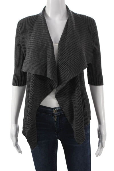 Eileen Fisher Womens Merino Wool Gray Cardigan 3/4 Sleeve Size S