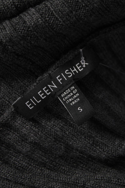 Eileen Fisher Womens Merino Wool Gray Cardigan 3/4 Sleeve Size S