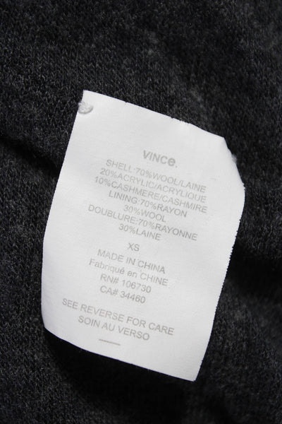 Vince Women Cardigan Gray Wool Cowl Neck Long Sleeve Solid Size XS
