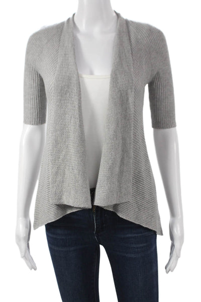 Eileen Fisher Women Cardigan V-Neck Gray Wool 3/4 Sleeve Size XS