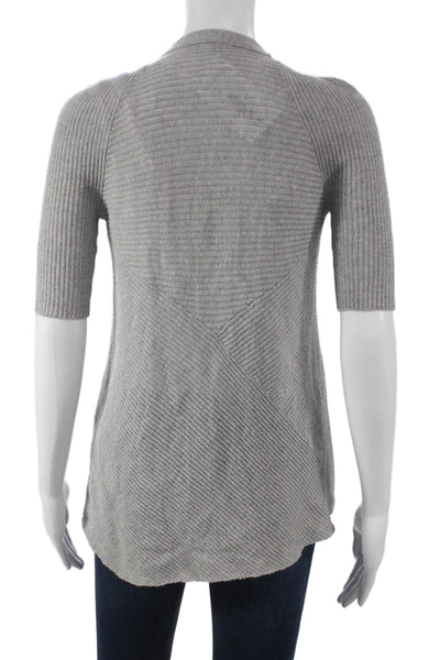 Eileen Fisher Women Cardigan V-Neck Gray Wool 3/4 Sleeve Size XS