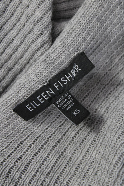 Eileen Fisher Women Cardigan V-Neck Gray Wool 3/4 Sleeve Size XS