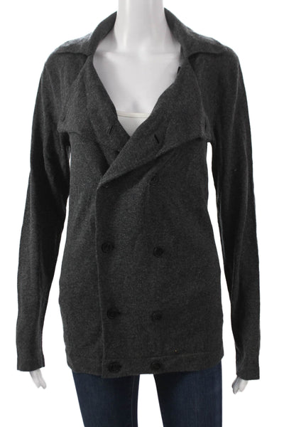 Allsaints Womens Collared Cotton Cardigan Gray Long Sleeve Size XS