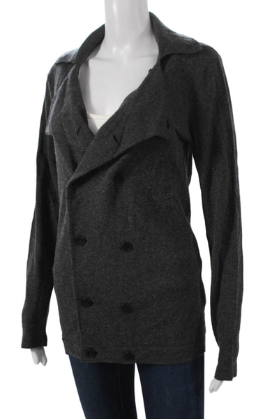 Allsaints Womens Collared Cotton Cardigan Gray Long Sleeve Size XS