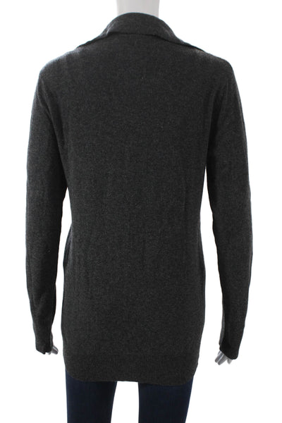 Allsaints Womens Collared Cotton Cardigan Gray Long Sleeve Size XS